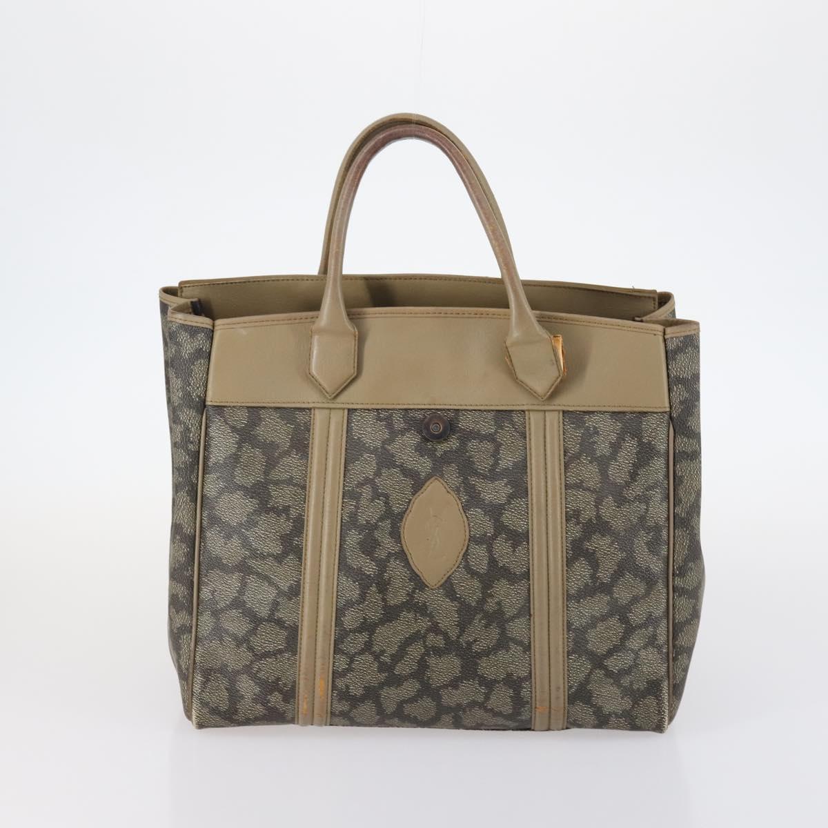SAINT LAURENT Bag Leather Canvas PVC 8 Set Gray Beige White Auth bs29366