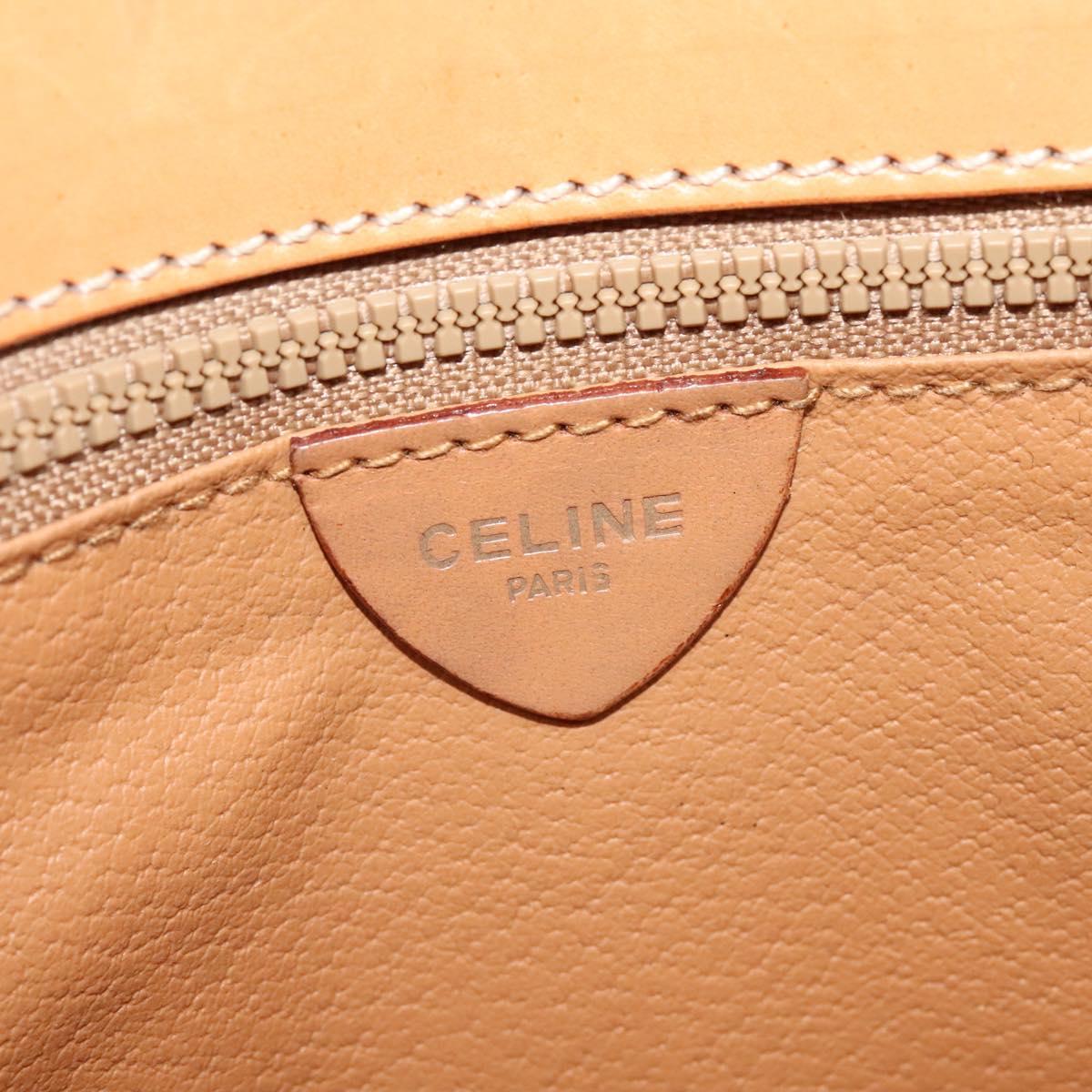 CELINE Macadam Canvas Circle Logo Clutch Bag PVC Leather Brown Gold Auth bs29367