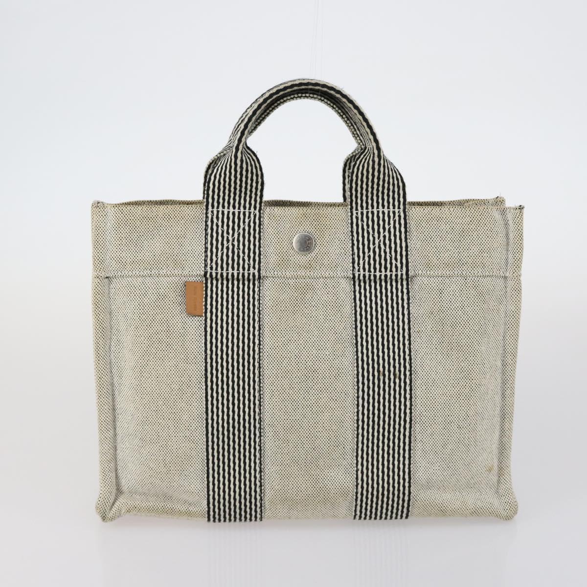 HERMES Her Line Fourre Tout Bag Canvas 4Set Red Brown gray Auth bs29371