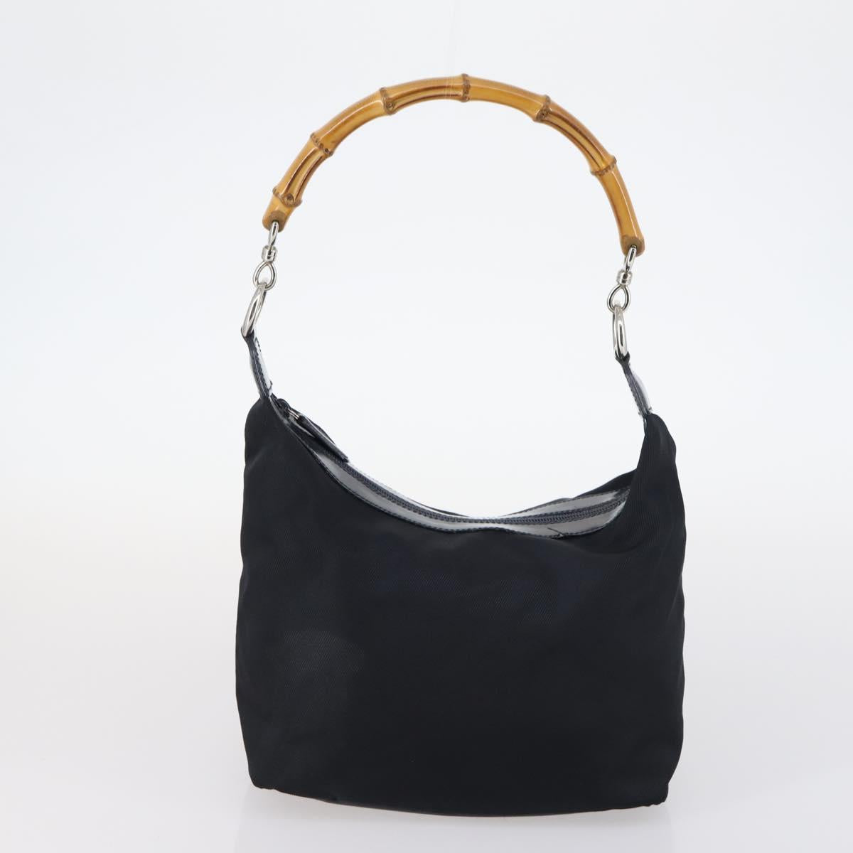 GUCCI Bamboo Web Sherry Line Bag Leather Canvas 6Set Beige Black Auth bs29373