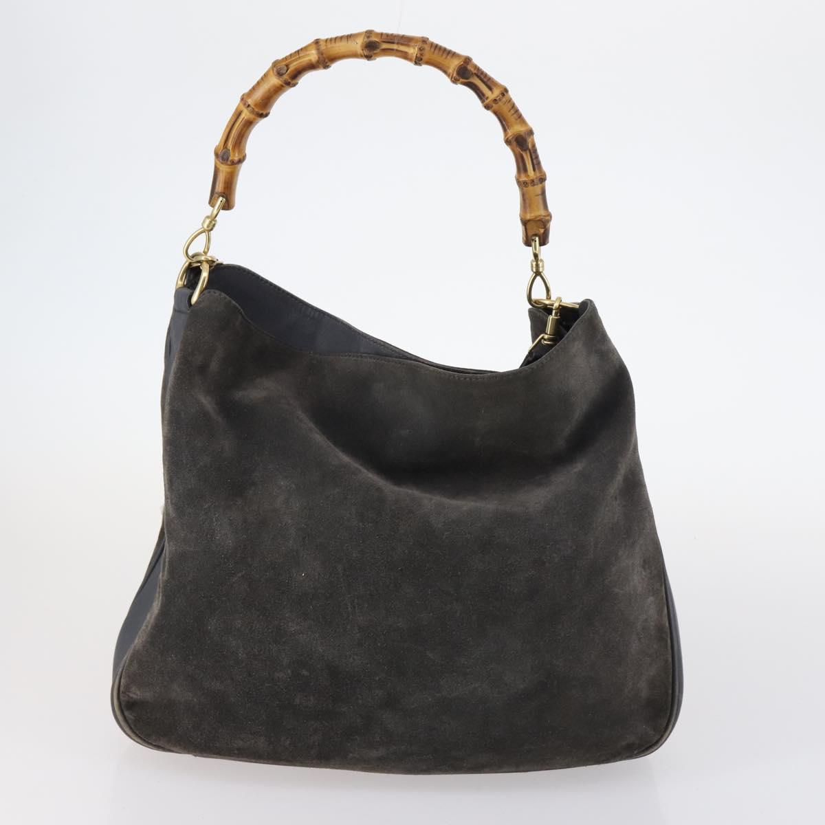 GUCCI Bamboo Web Sherry Line Bag Leather Canvas 6Set Beige Black Auth bs29373