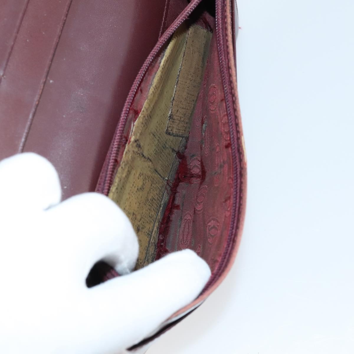 CARTIER Wallet Leather 8Set Bordeaux Black Auth bs29379