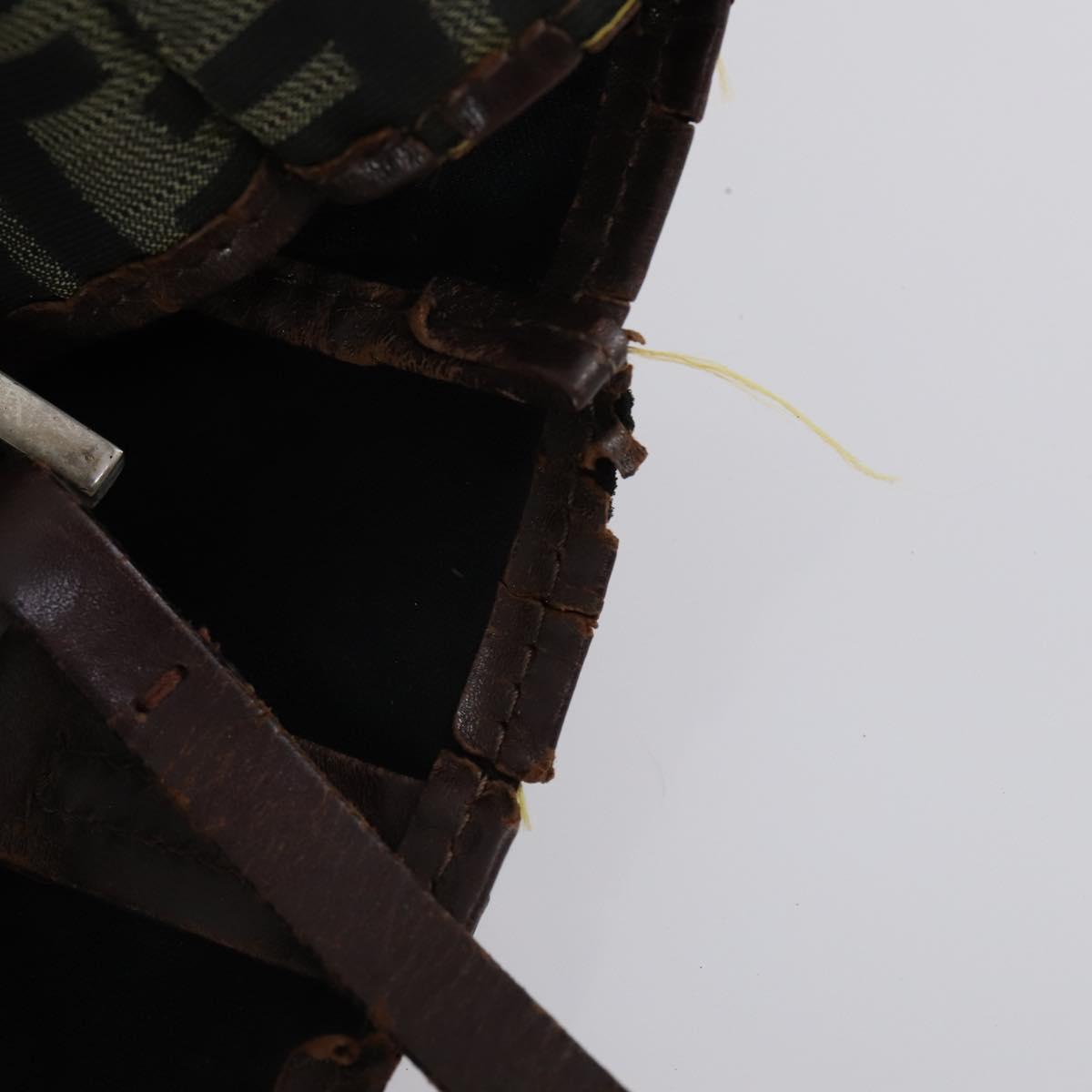 FENDI Zucchino Hand Bag Canvas PVC 7Set Brown Black Auth bs29383