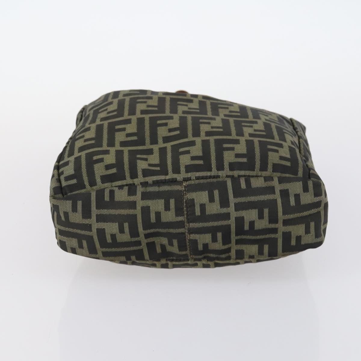 FENDI Zucchino Hand Bag Canvas PVC 7Set Brown Black Auth bs29383