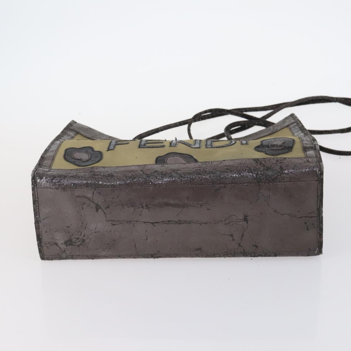 FENDI Zucchino Hand Bag Canvas PVC 7Set Brown Black Auth bs29383