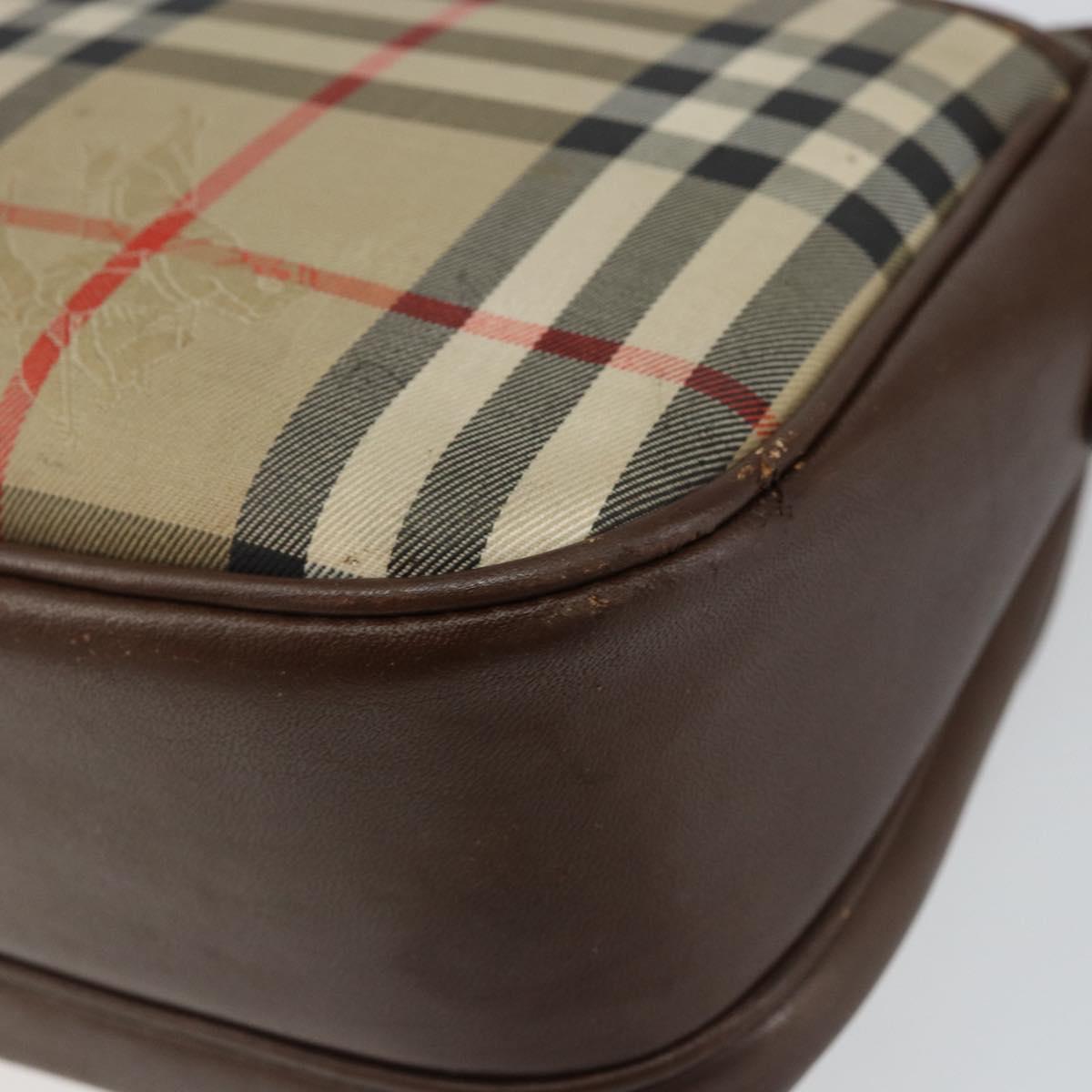 Burberrys Nova Check Shoulder Bag Canvas Beige Gold Auth bs29388