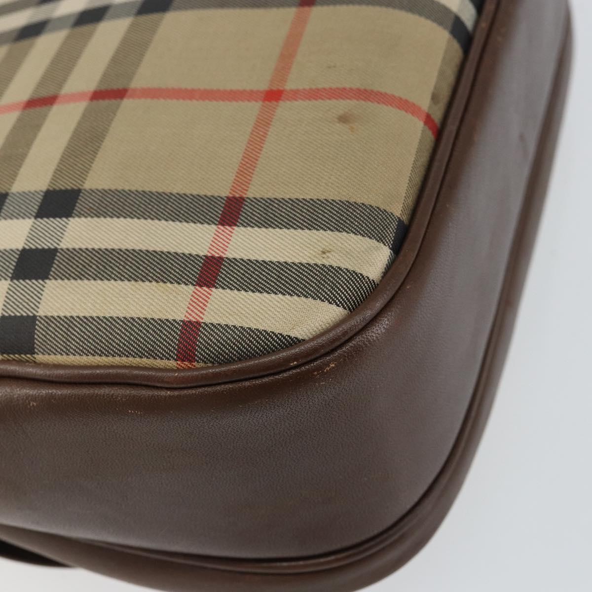 Burberrys Nova Check Shoulder Bag Canvas Beige Gold Auth bs29388