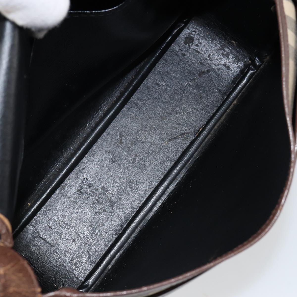 Burberrys Nova Check Shoulder Bag Canvas Beige Gold Auth bs29388