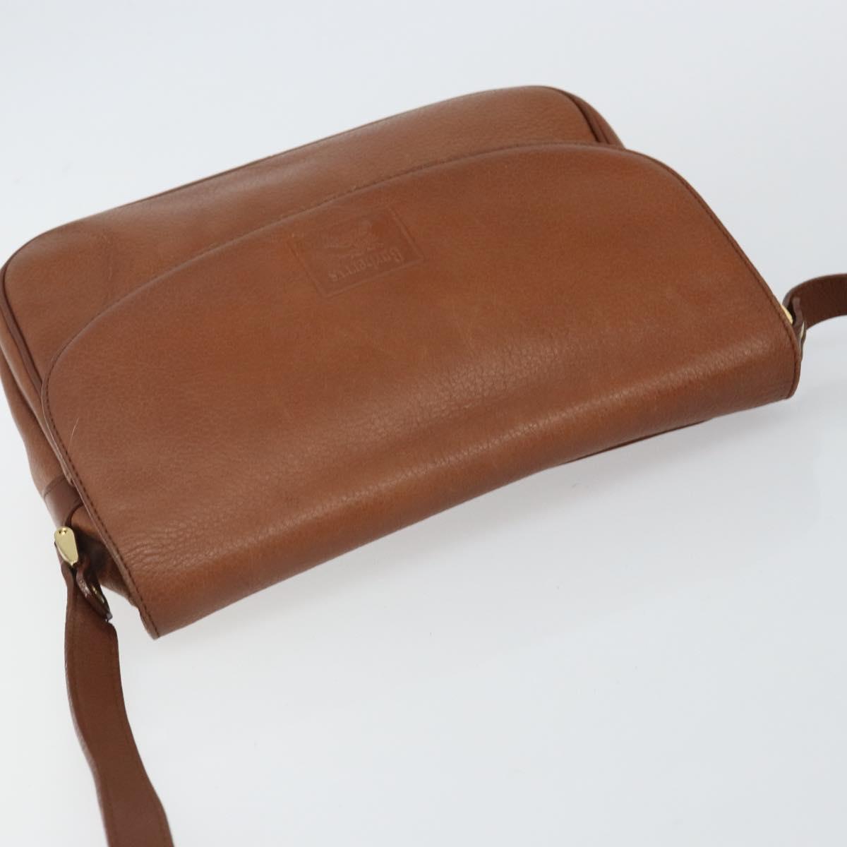 Burberrys Shoulder Bag Leather Gold Brown Auth bs29390