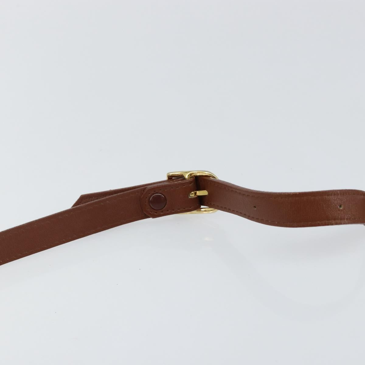 Burberrys Shoulder Bag Leather Gold Brown Auth bs29390