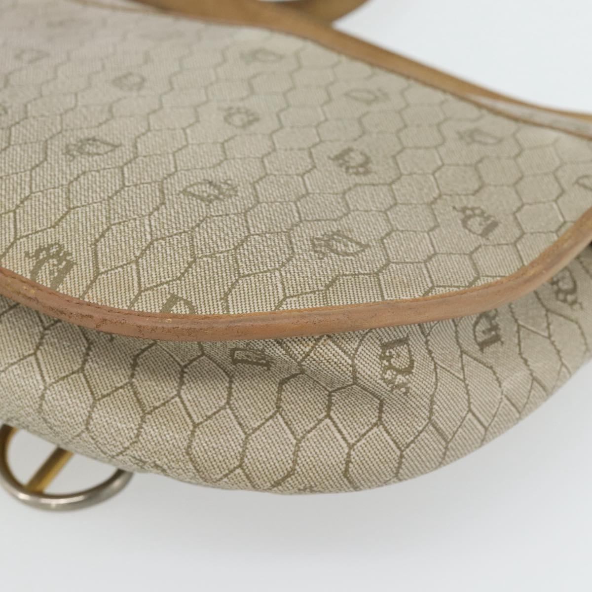Christian Dior Honeycomb Canvas Shoulder Bag PVC Beige Gold Auth bs29391