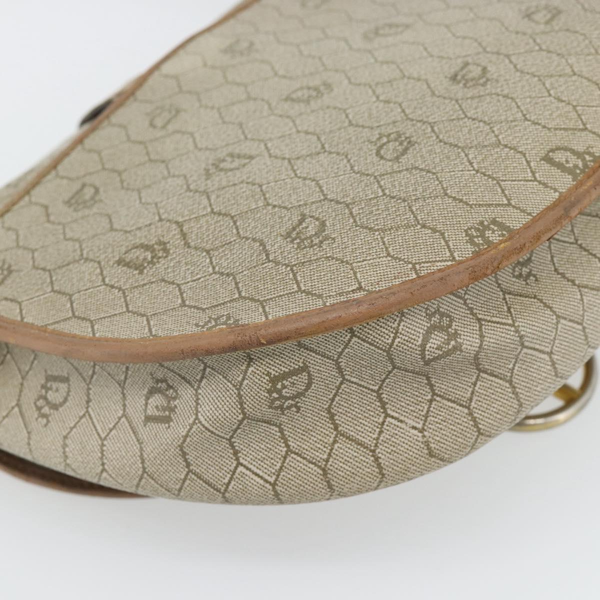 Christian Dior Honeycomb Canvas Shoulder Bag PVC Beige Gold Auth bs29391