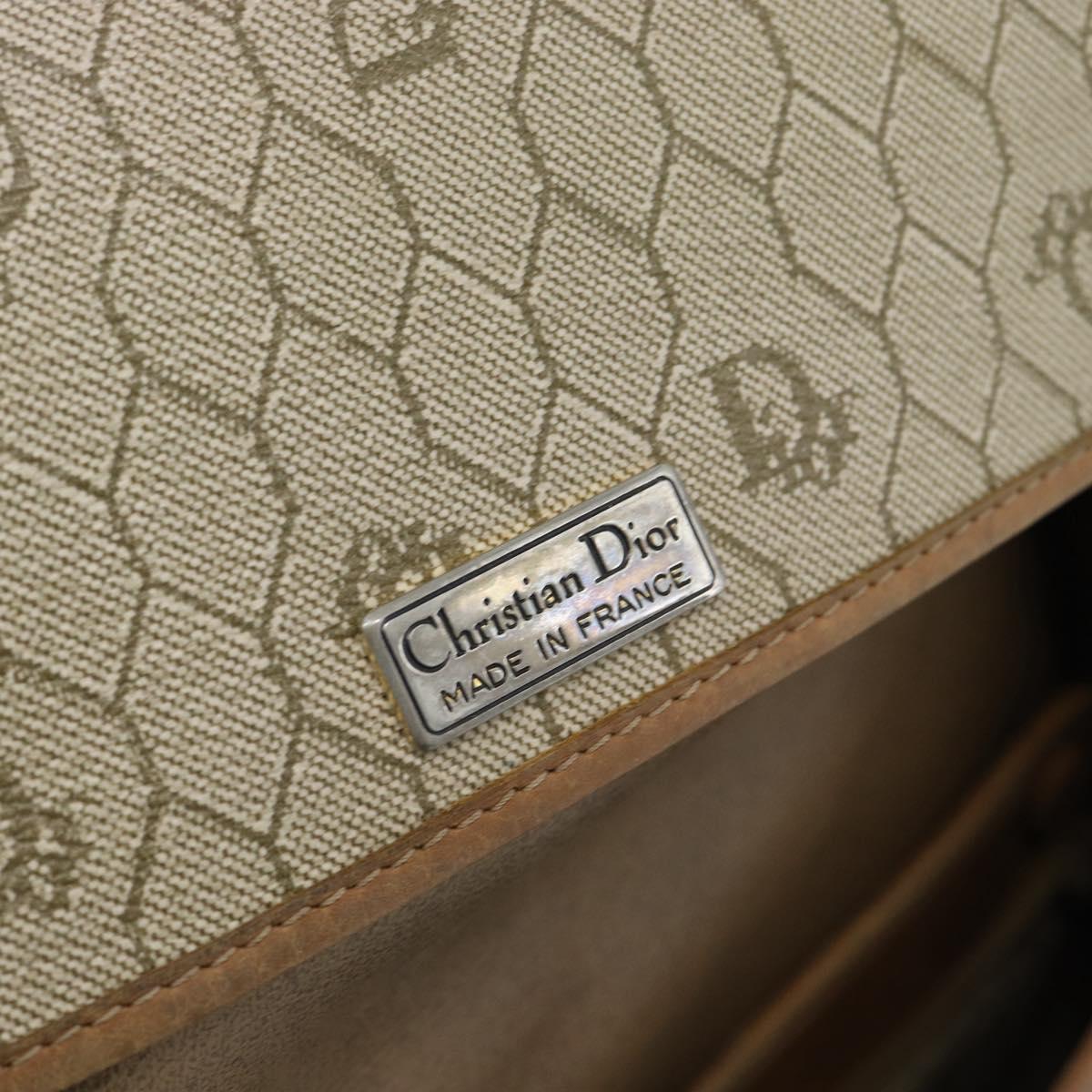 Christian Dior Honeycomb Canvas Shoulder Bag PVC Beige Gold Auth bs29391