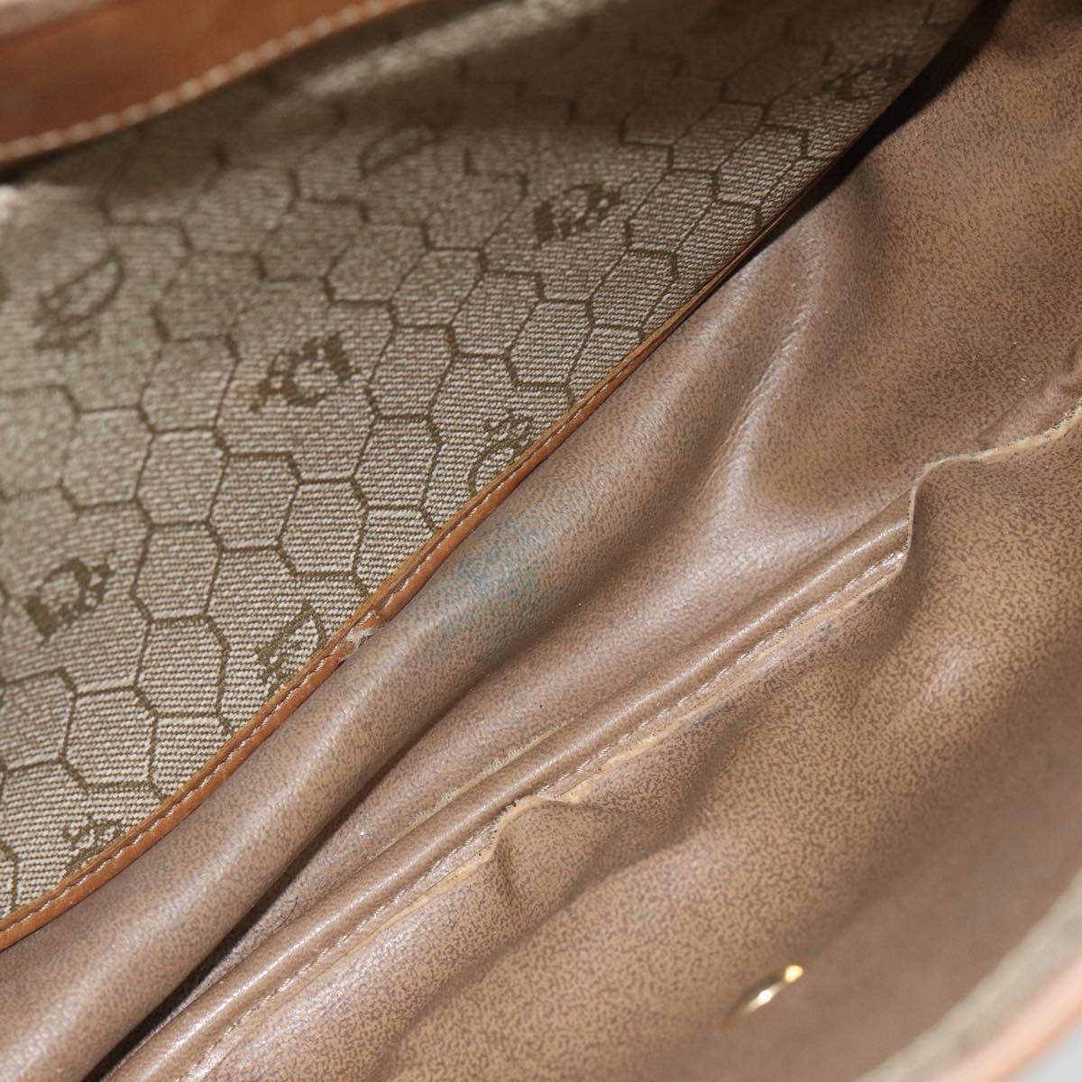 Christian Dior Honeycomb Canvas Shoulder Bag PVC Beige Gold Auth bs29391