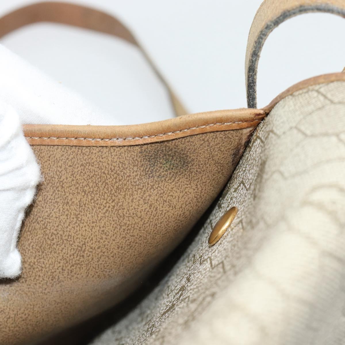 Christian Dior Honeycomb Canvas Shoulder Bag PVC Beige Gold Auth bs29391