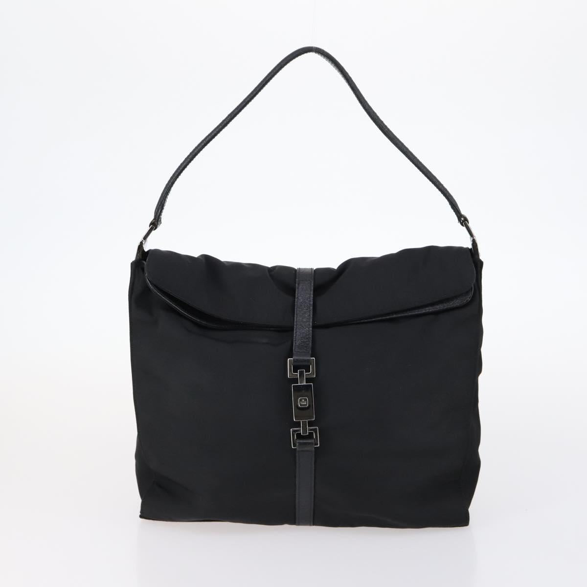 GUCCI Bamboo Jackie Shoulder Bag Nylon 6Set Black Auth bs29393