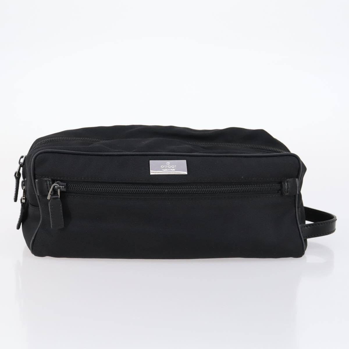 GUCCI Bamboo Jackie Shoulder Bag Nylon 6Set Black Auth bs29393