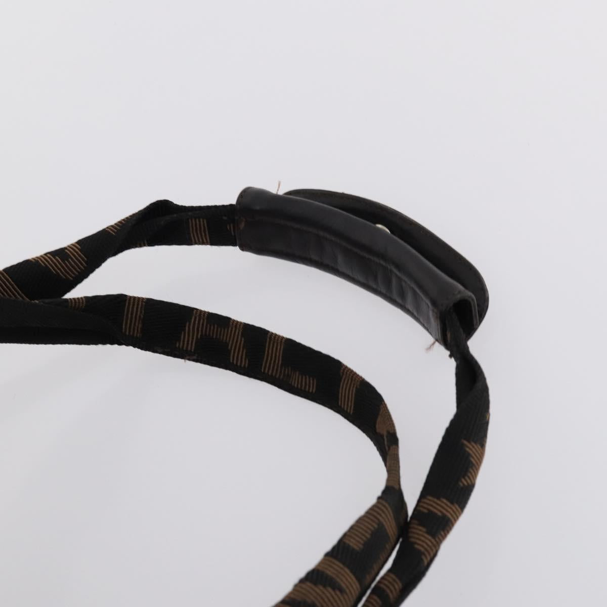 FENDI Pecan Canvas Boston Bag Black Brown Auth bs29394