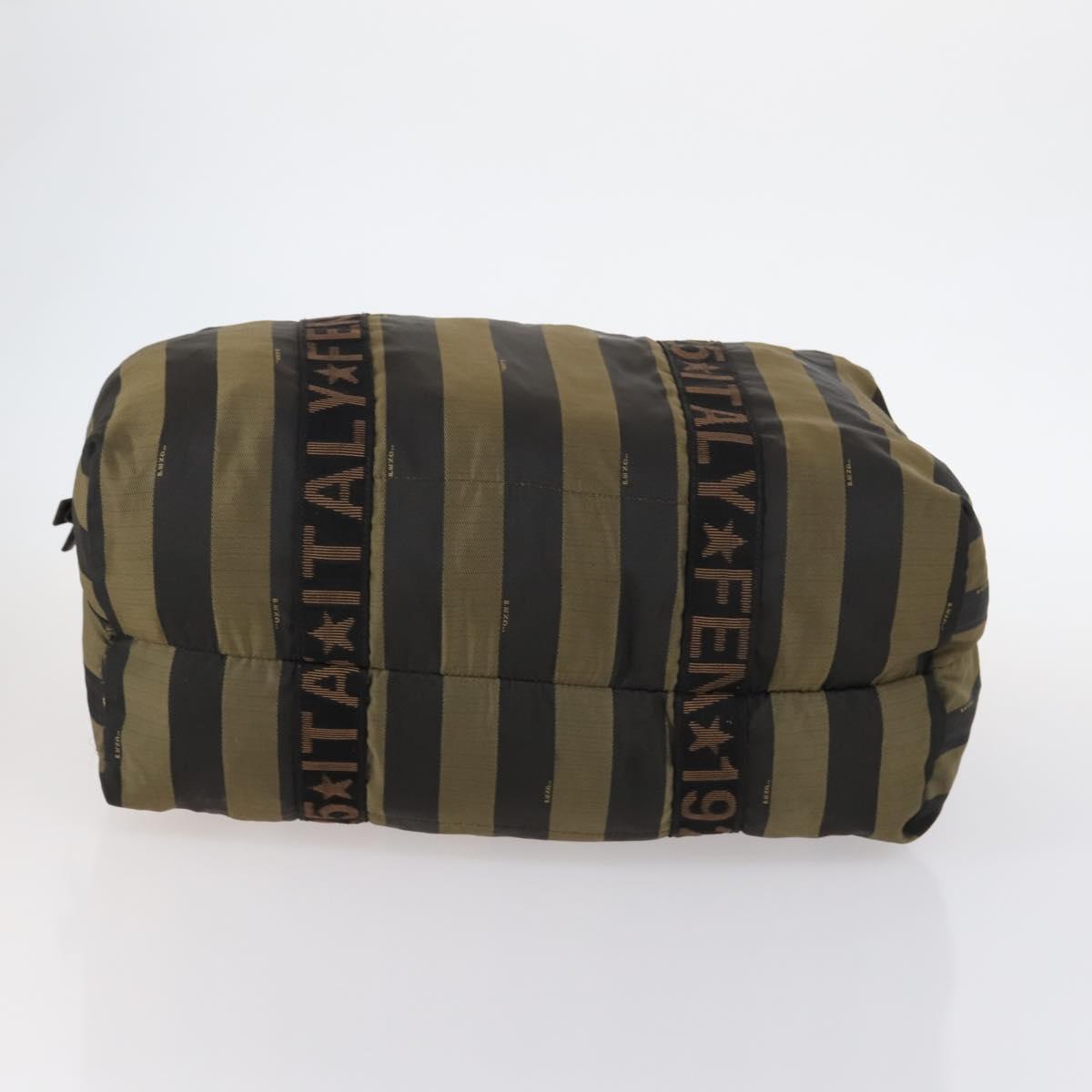 FENDI Pecan Canvas Boston Bag Black Brown Auth bs29394