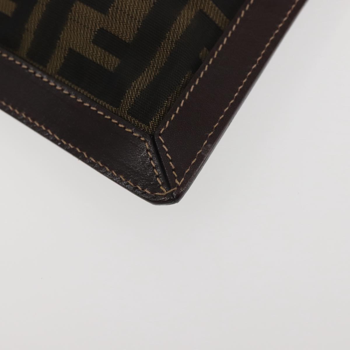 FENDI Zucca Canvas Clutch Bag Black Brown gold Auth bs29397