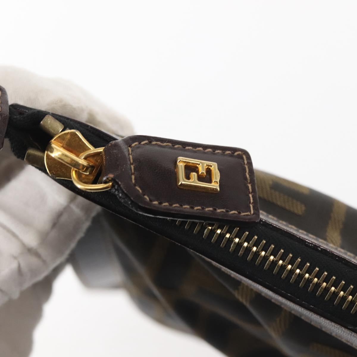FENDI Zucca Canvas Clutch Bag Black Brown gold Auth bs29397