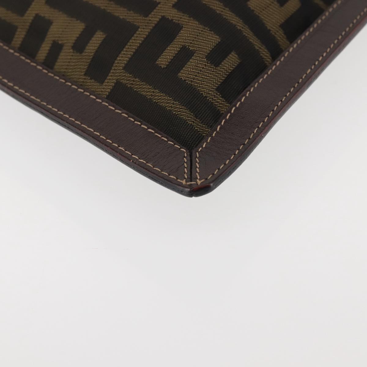 FENDI Zucca Canvas Clutch Bag Black Brown gold Auth bs29397