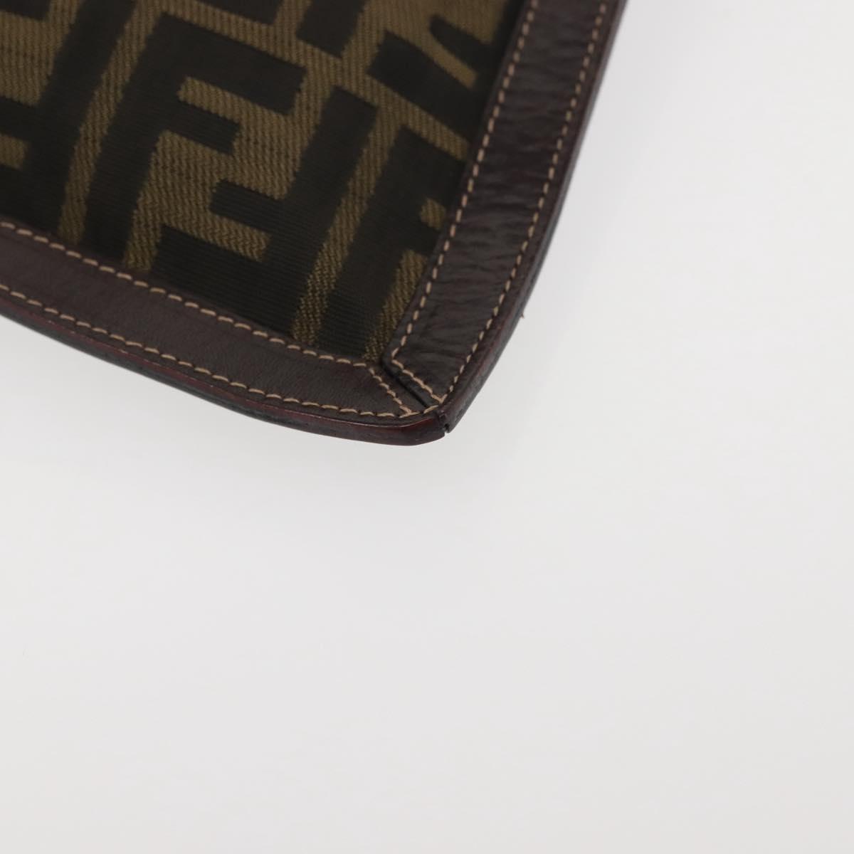 FENDI Zucca Canvas Clutch Bag Black Brown gold Auth bs29397