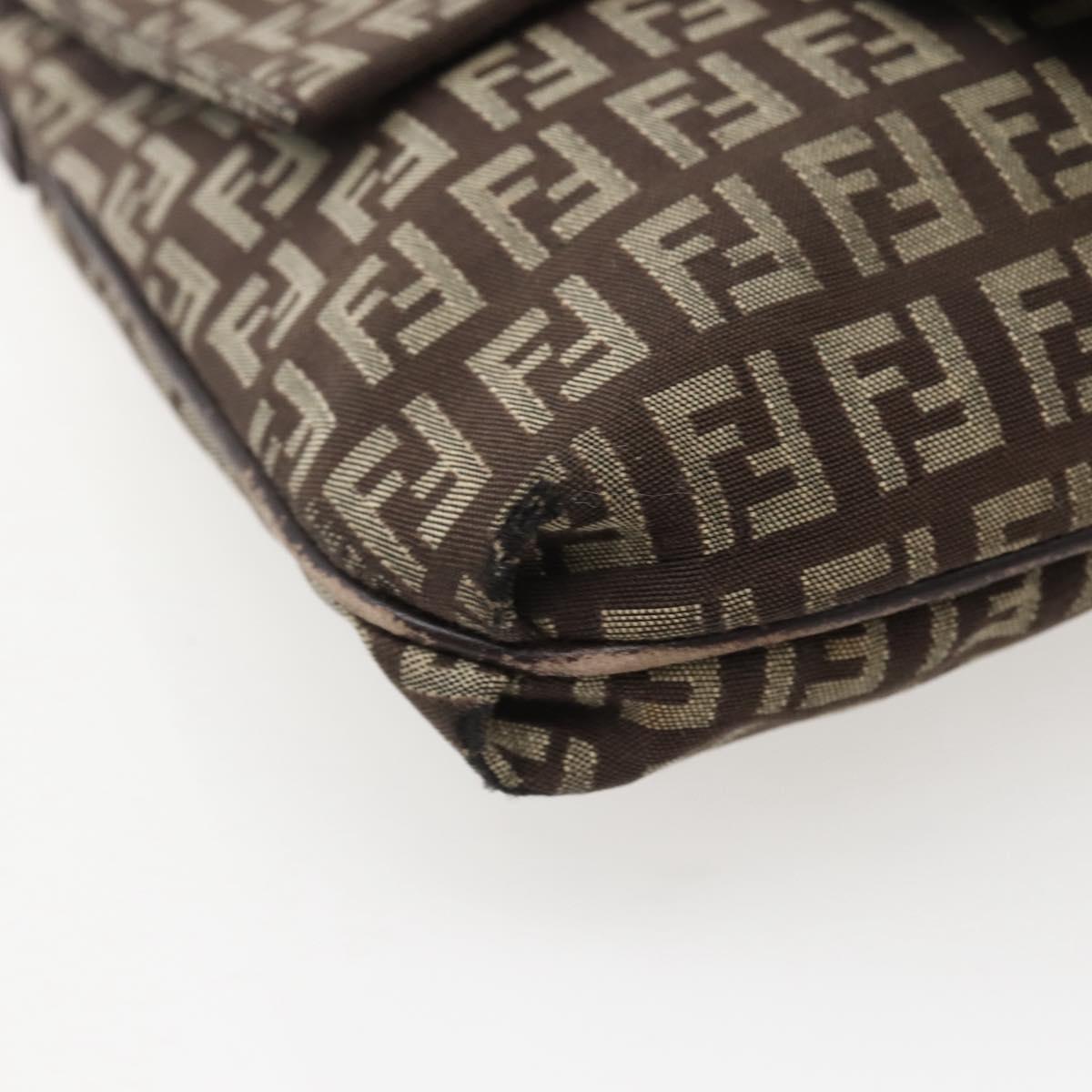 FENDI Zucchino Canvas Shoulder Bag Brown Auth bs29399