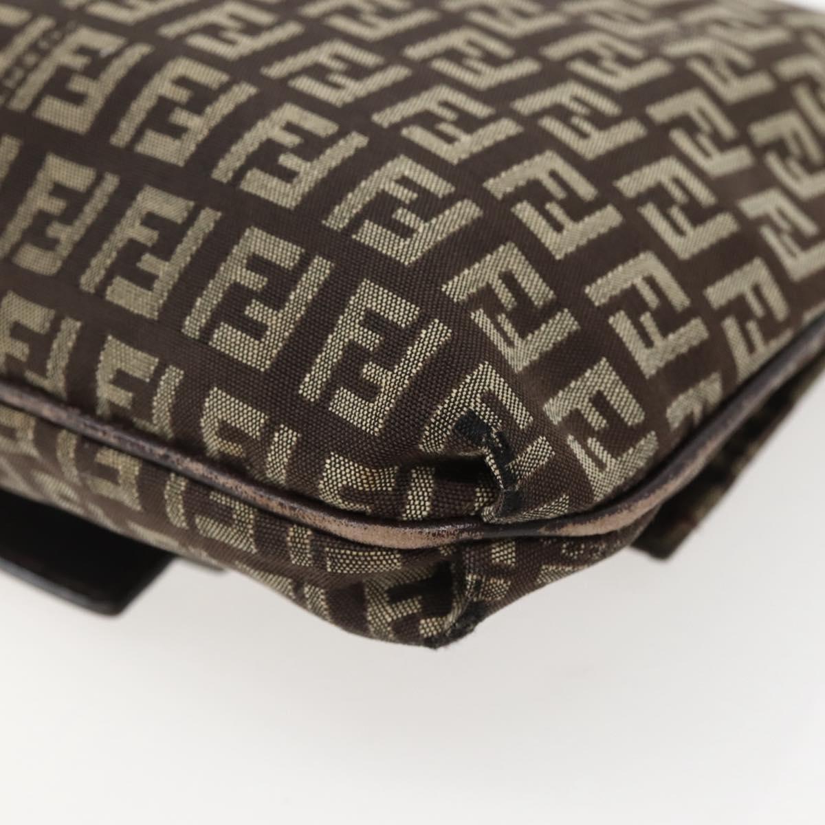 FENDI Zucchino Canvas Shoulder Bag Brown Auth bs29399