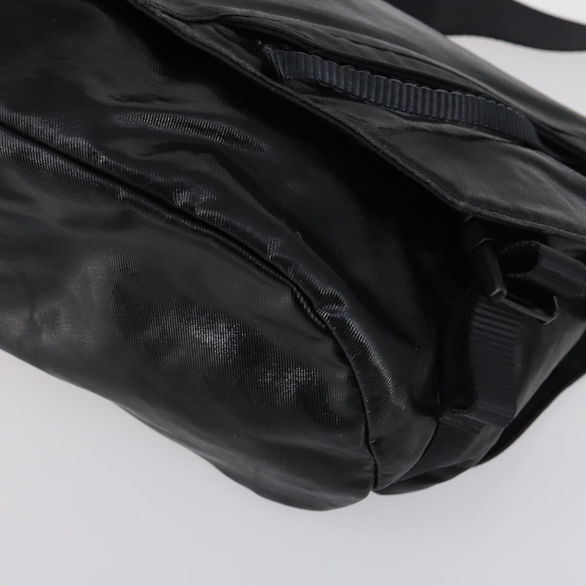 CHANEL Sports Shoulder Bag Coated Canvas Black Silver CC Auth bs29400
