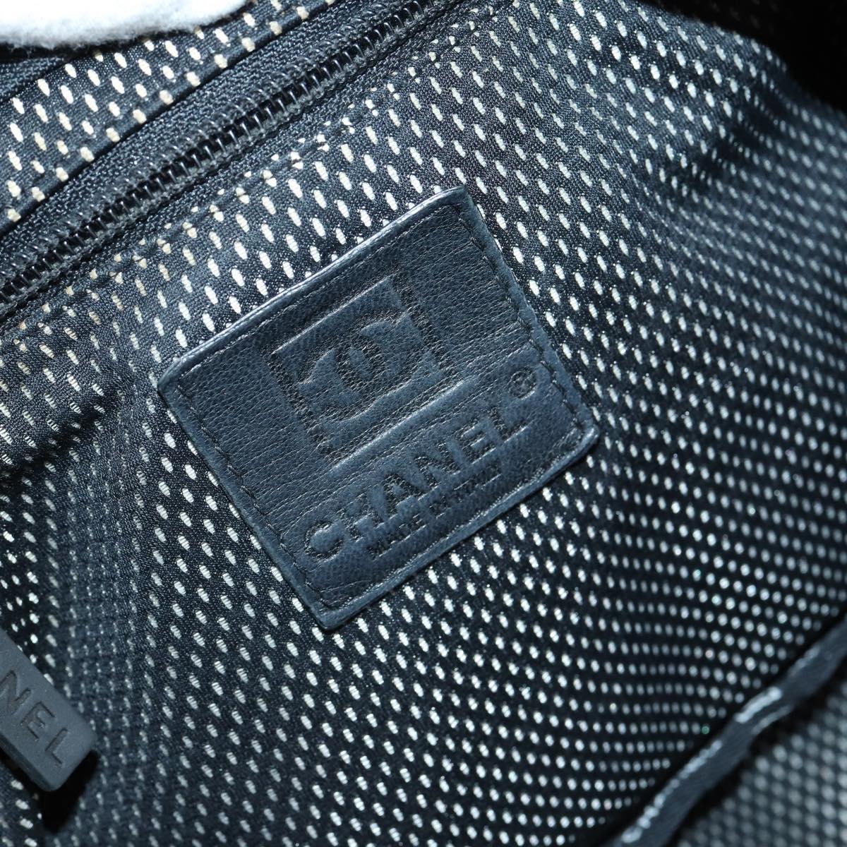 CHANEL Sports Shoulder Bag Coated Canvas Black Silver CC Auth bs29400