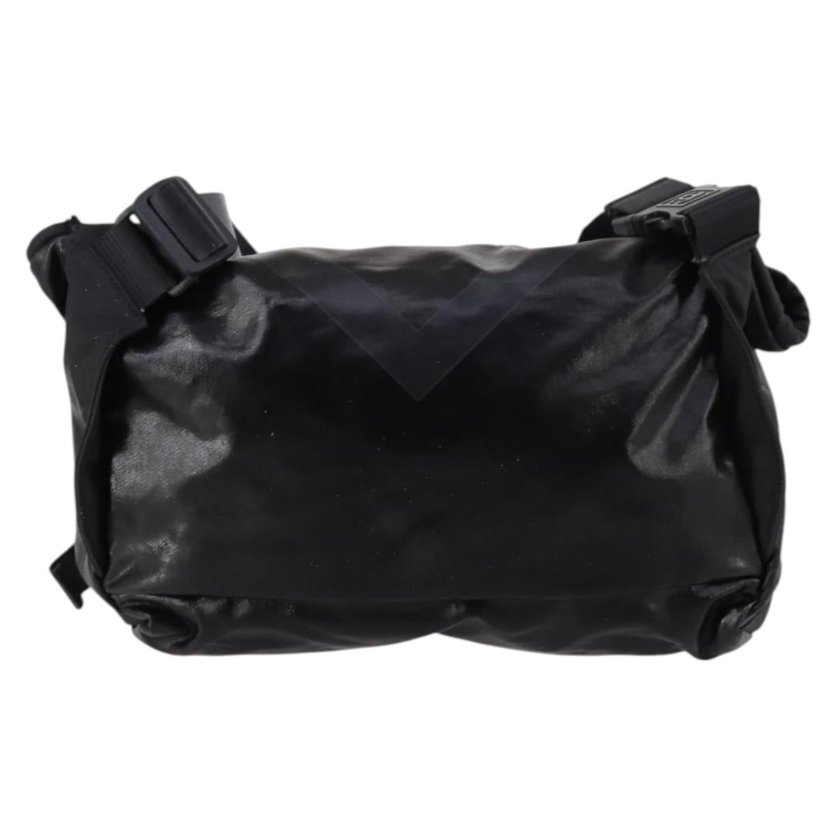 CHANEL Sports Shoulder Bag Coated Canvas Black Silver CC Auth bs29400