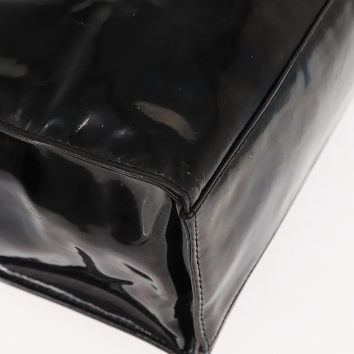 CHANEL Tote Bag Patent leather Black CC Auth bs29402