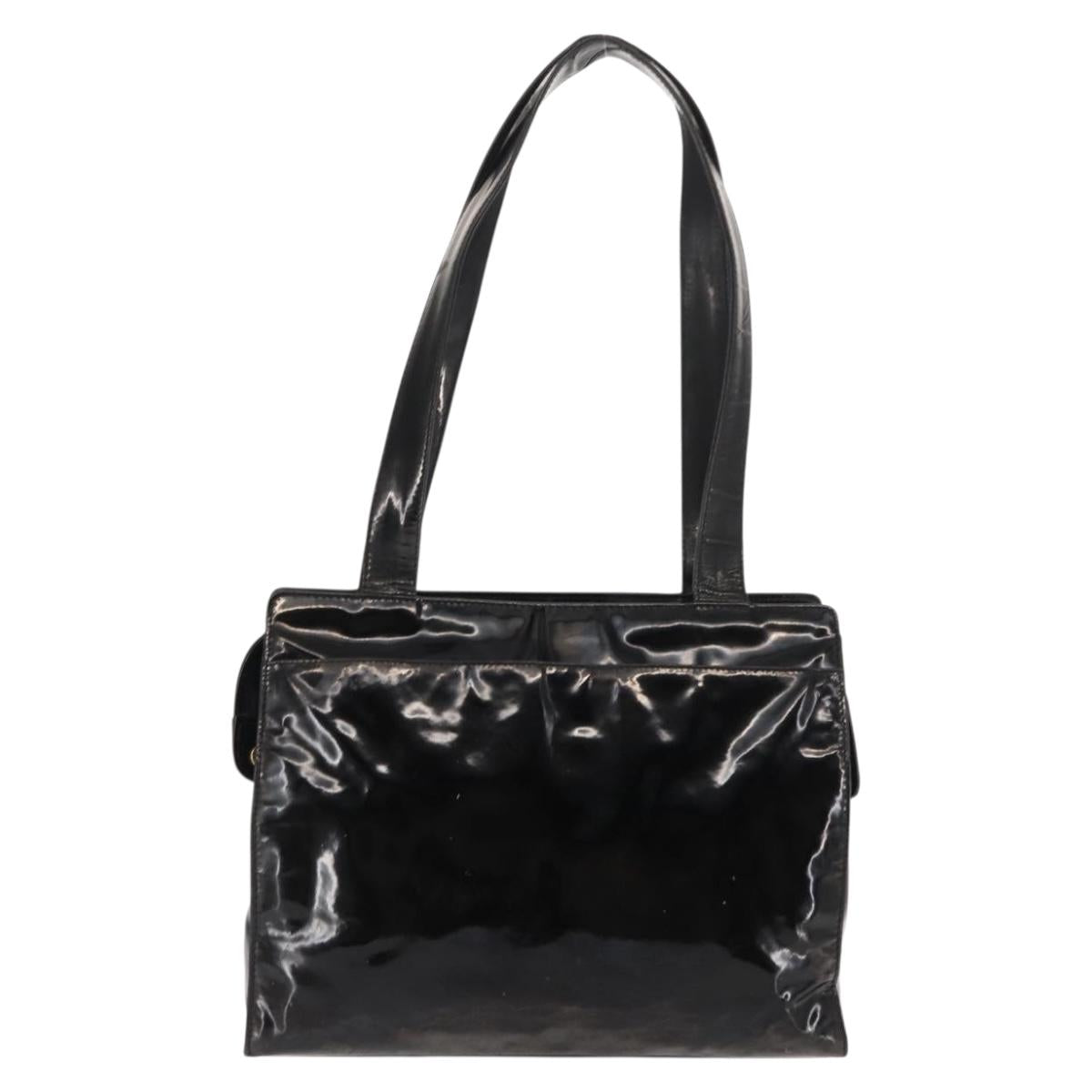 CHANEL Tote Bag Patent leather Black CC Auth bs29402