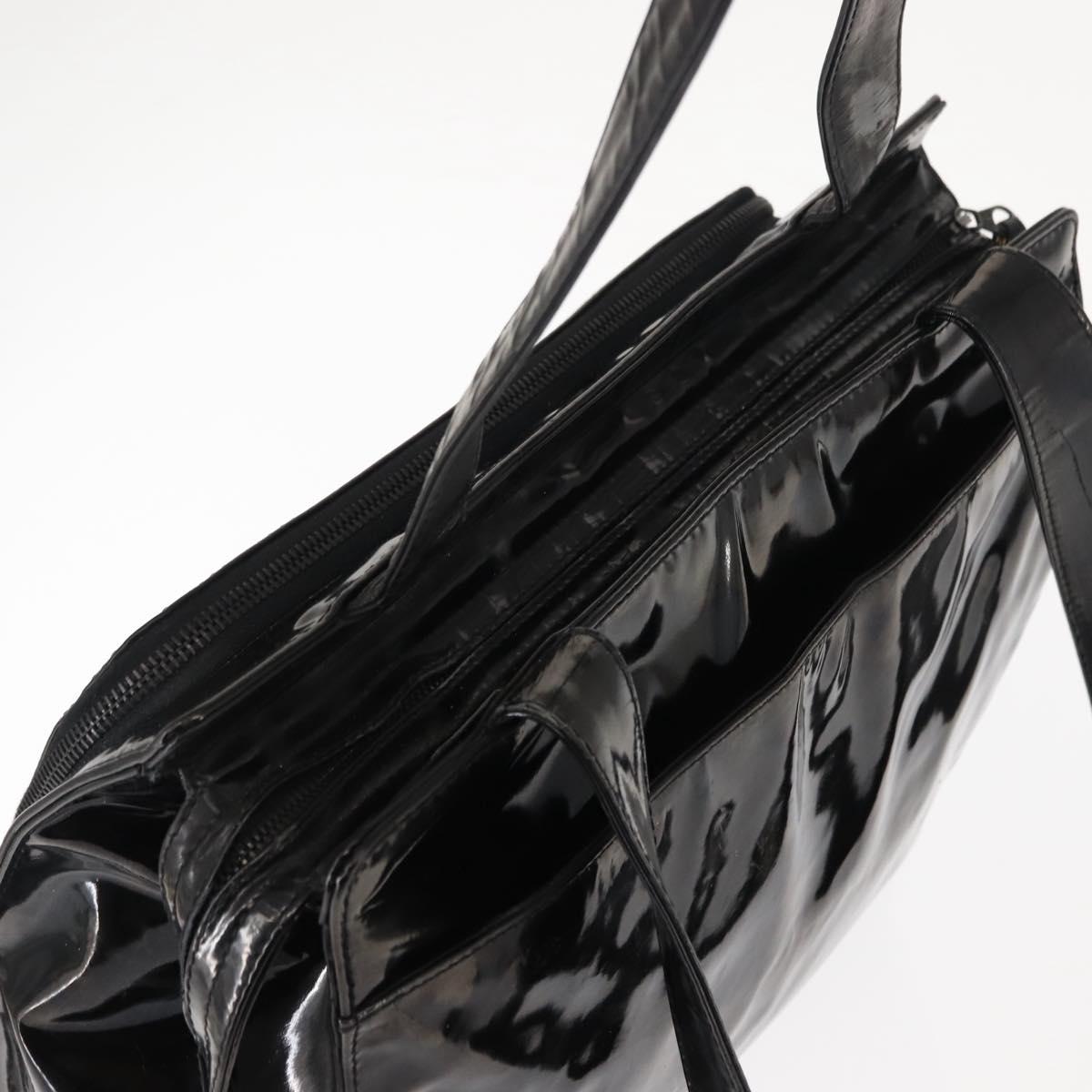 CHANEL Tote Bag Patent leather Black CC Auth bs29402
