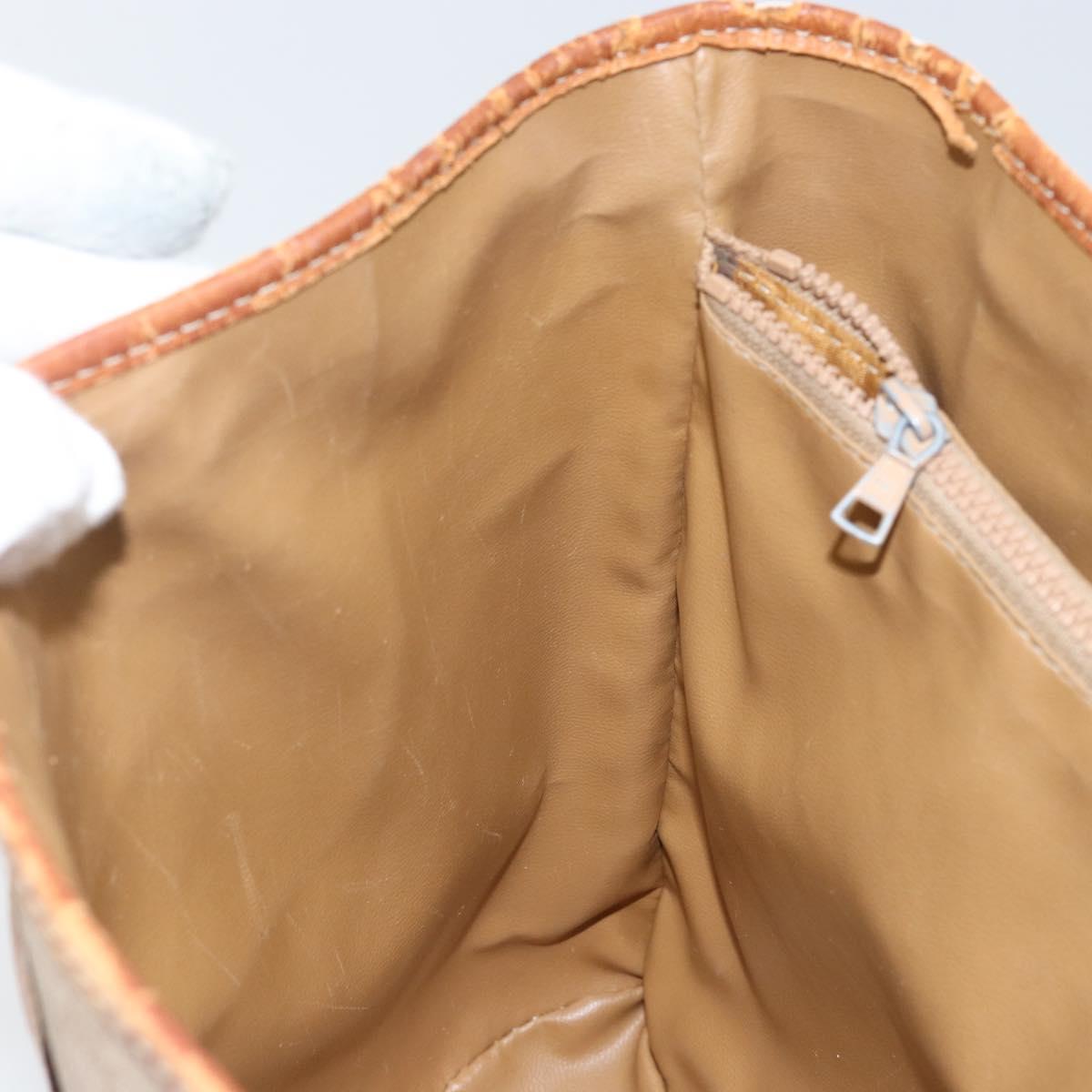 CELINE Macadam Canvas Tote Bag PVC Beige Gold Auth bs29412