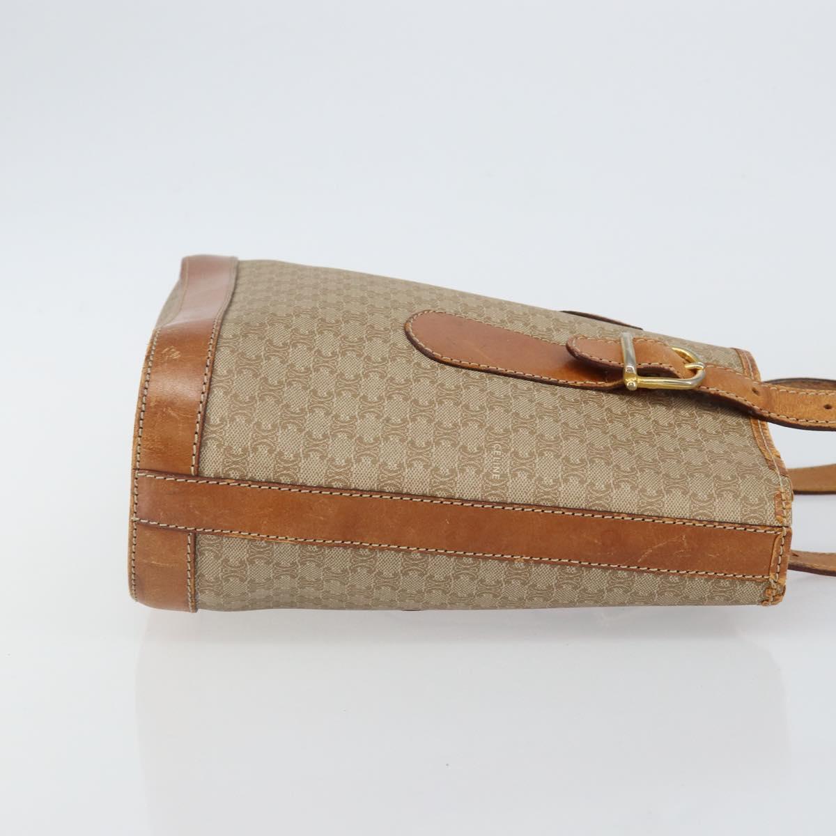 CELINE Macadam Canvas Tote Bag PVC Beige Gold Auth bs29412