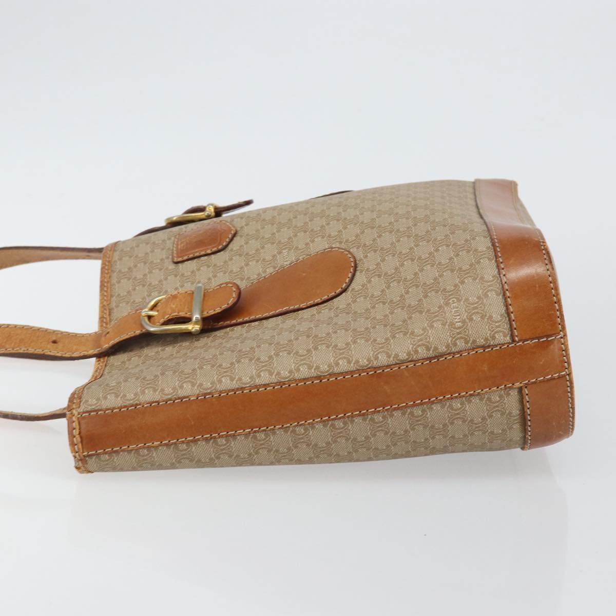 CELINE Macadam Canvas Tote Bag PVC Beige Gold Auth bs29412