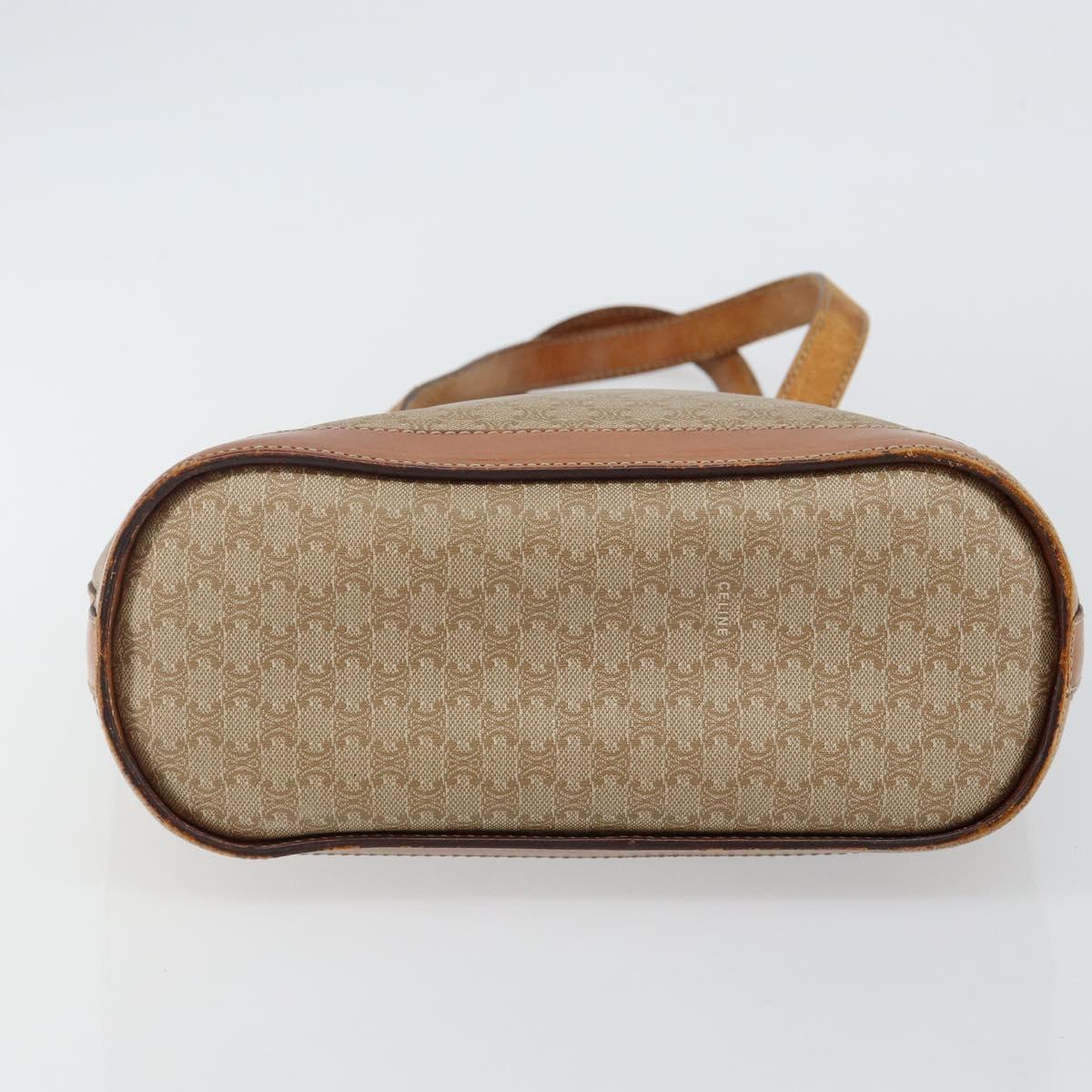 CELINE Macadam Canvas Tote Bag PVC Beige Gold Auth bs29412