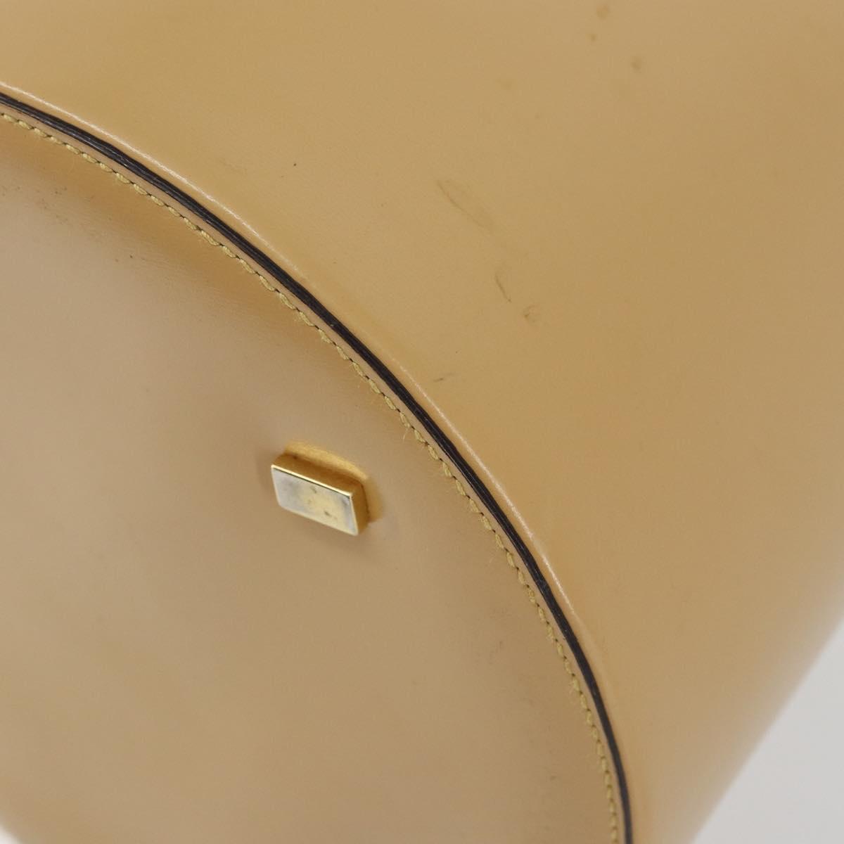 CELINE Vanity Pouch Leather metal Beige Gold Auth bs29414