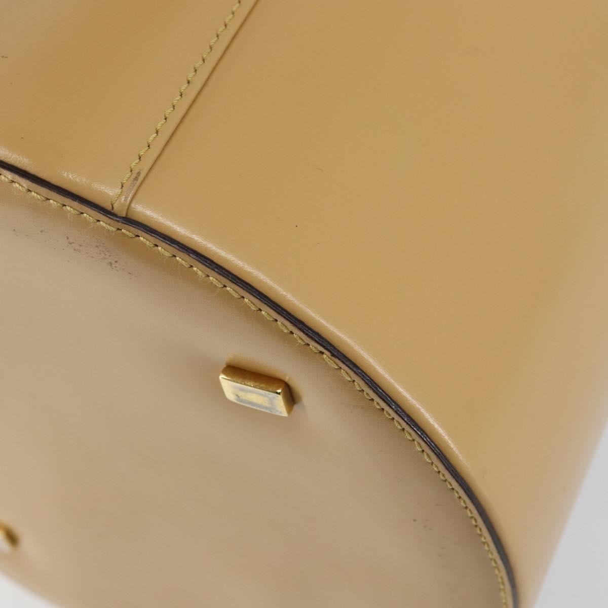 CELINE Vanity Pouch Leather metal Beige Gold Auth bs29414