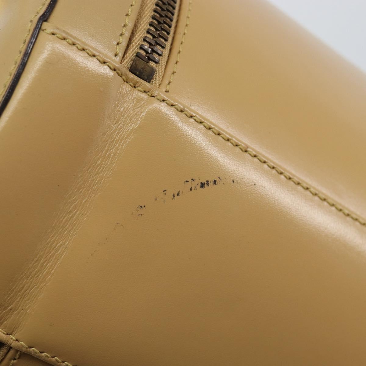 CELINE Vanity Pouch Leather metal Beige Gold Auth bs29414