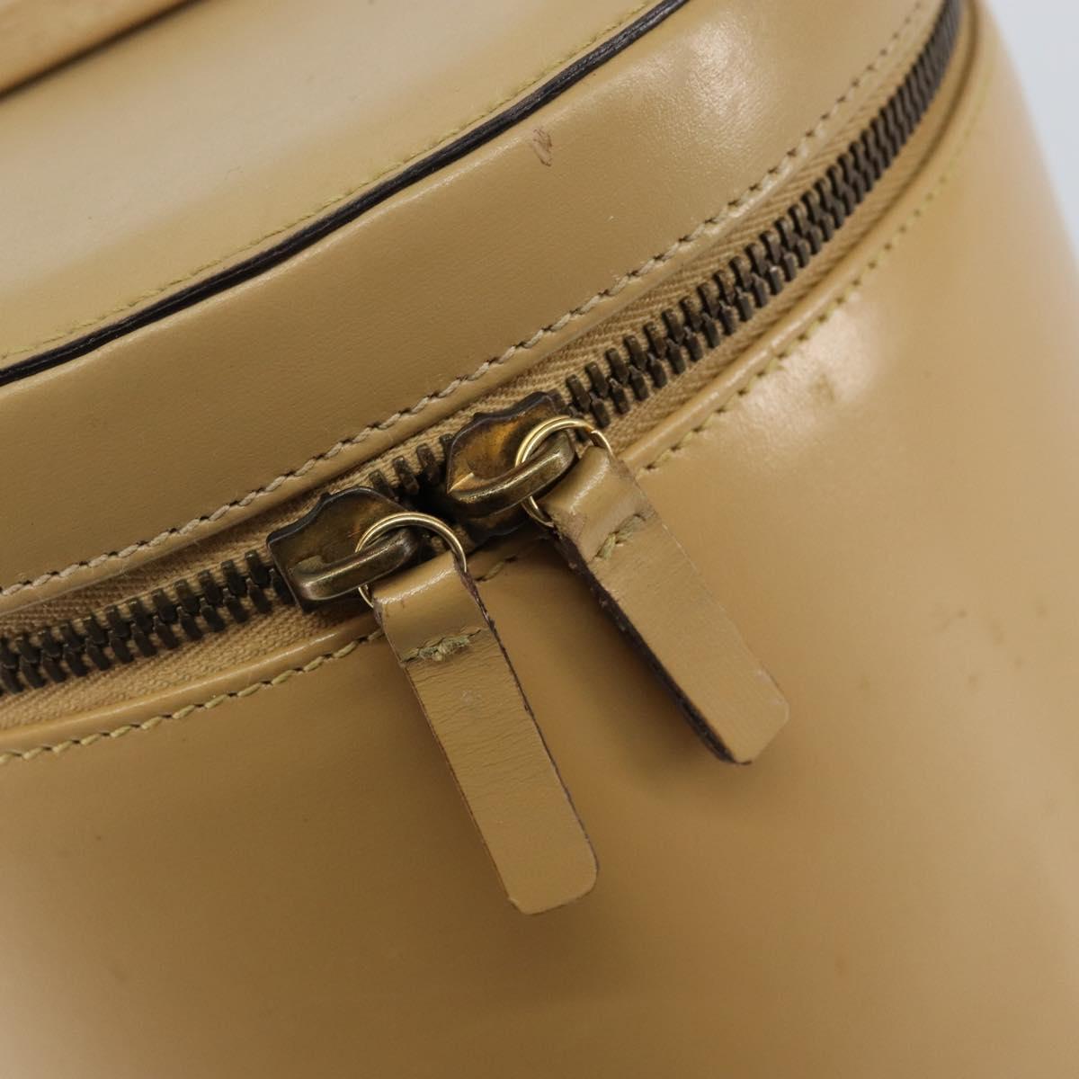 CELINE Vanity Pouch Leather metal Beige Gold Auth bs29414