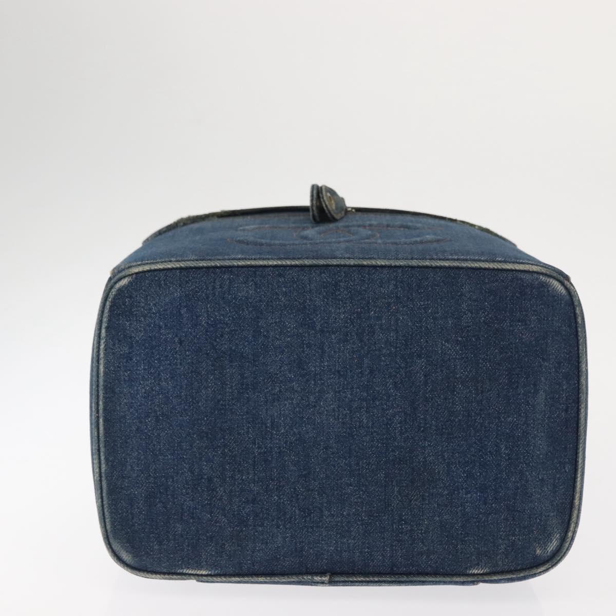 CHANEL COCO Mark vanity Hand Bag Denim 2way Blue CC Auth bs29416