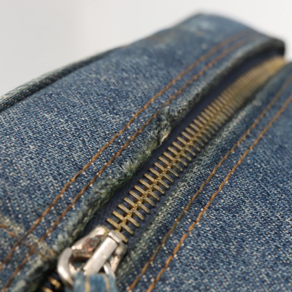 CHANEL COCO Mark vanity Hand Bag Denim 2way Blue CC Auth bs29416