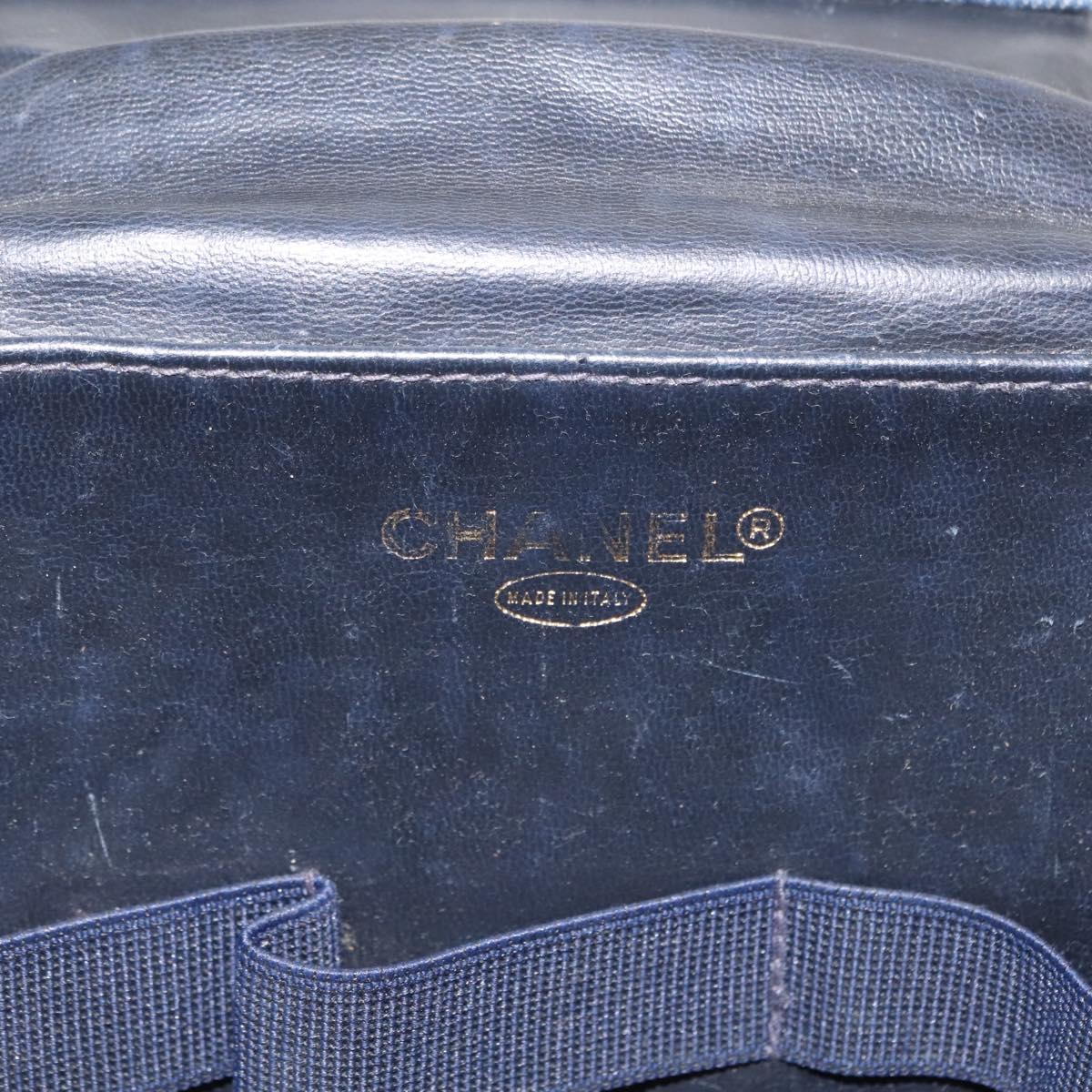 CHANEL COCO Mark vanity Hand Bag Denim 2way Blue CC Auth bs29416