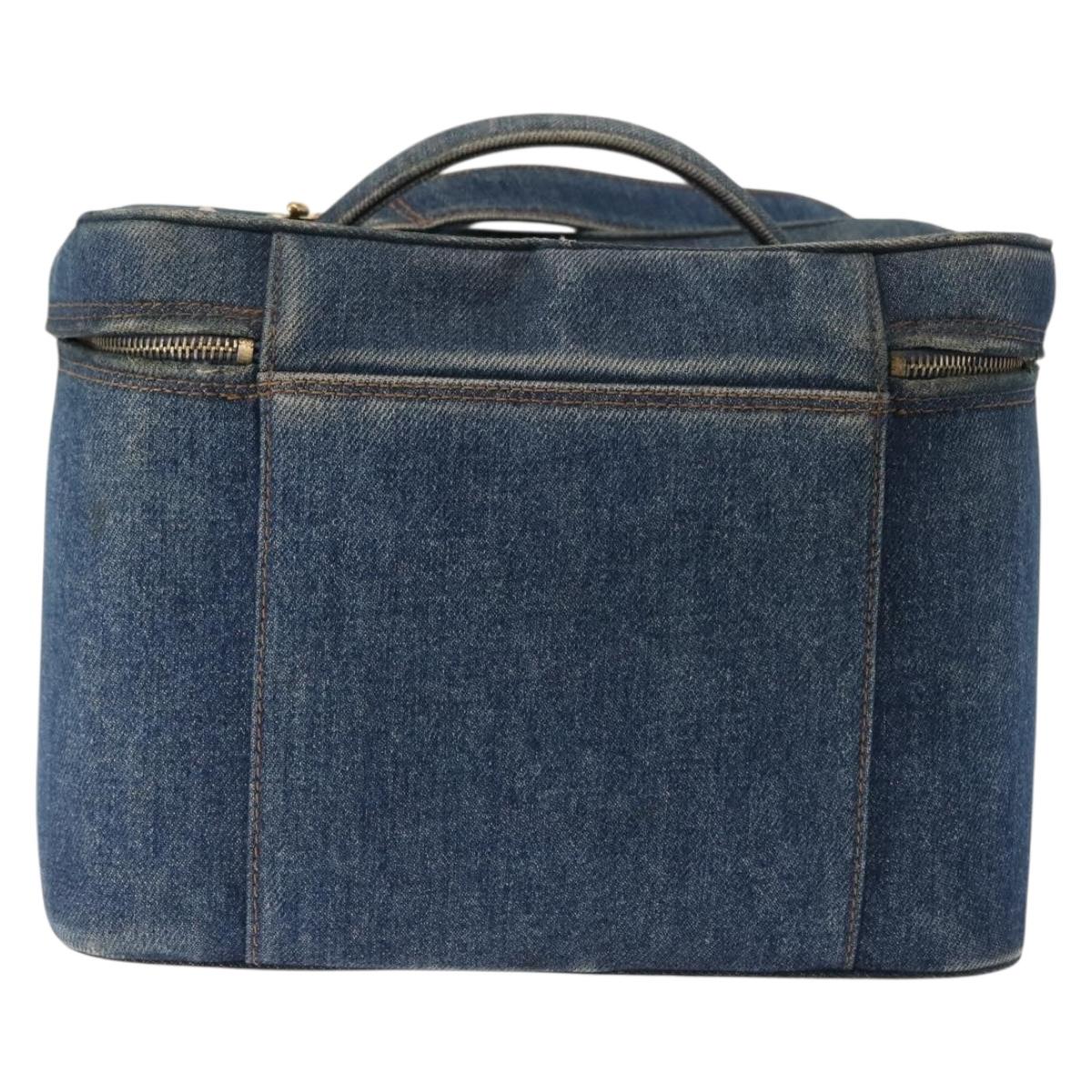 CHANEL COCO Mark vanity Hand Bag Denim 2way Blue CC Auth bs29416