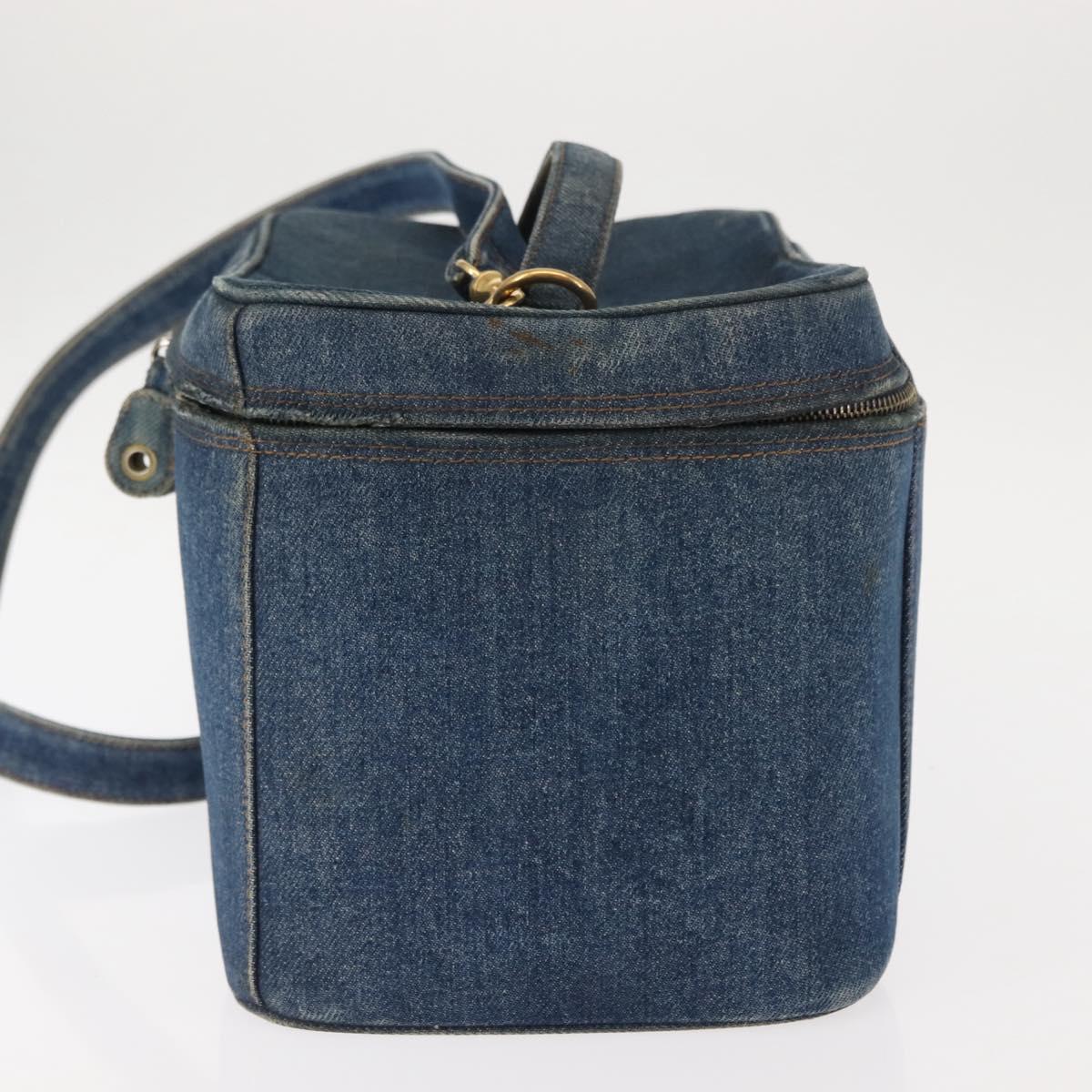 CHANEL COCO Mark vanity Hand Bag Denim 2way Blue CC Auth bs29416