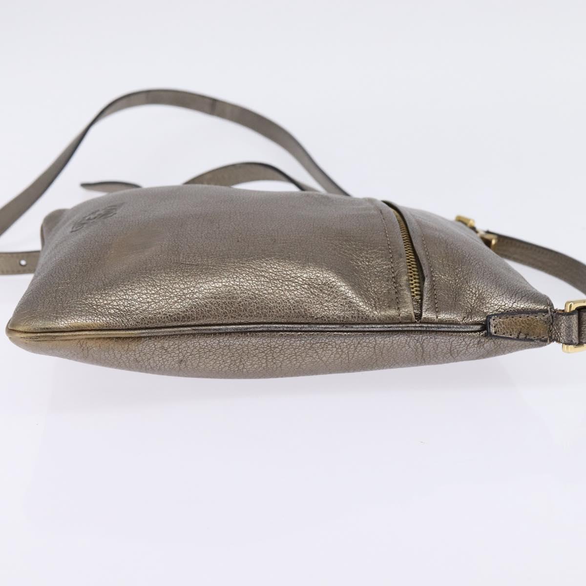 LOEWE anagram Shoulder Bag Leather Gold Auth bs29427