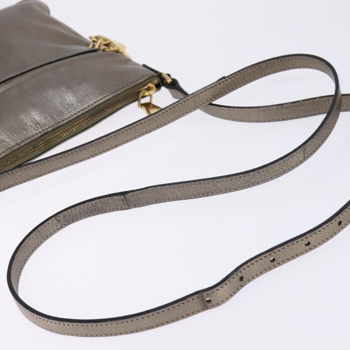 LOEWE anagram Shoulder Bag Leather Gold Auth bs29427